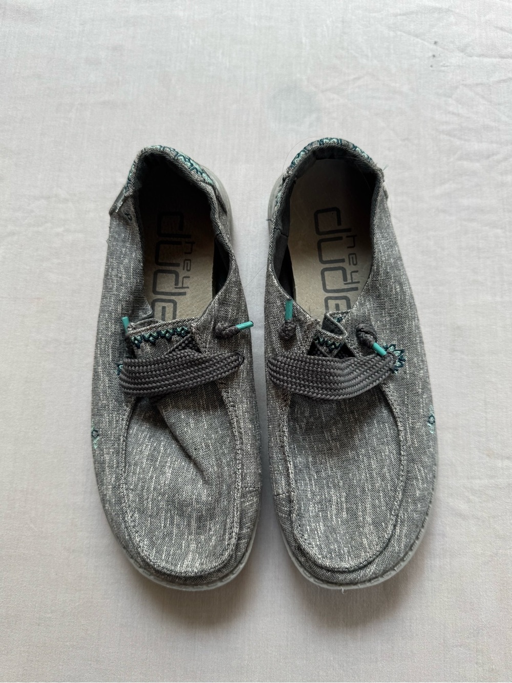 Hey Dude Wendy Slip-On Shoes | Gray with Teal Accents